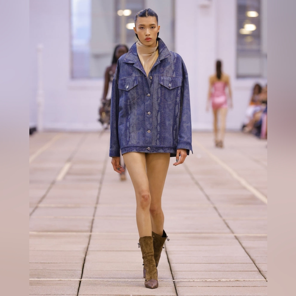 Priscavera Snake Print Oversized Denim Jacket, S & M available